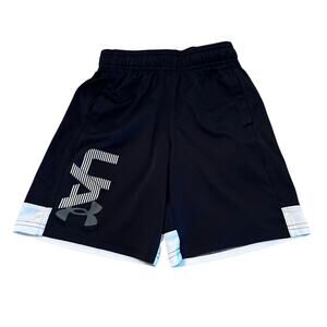 Under Armour Boy's SM Black White Logo Athletic Shorts